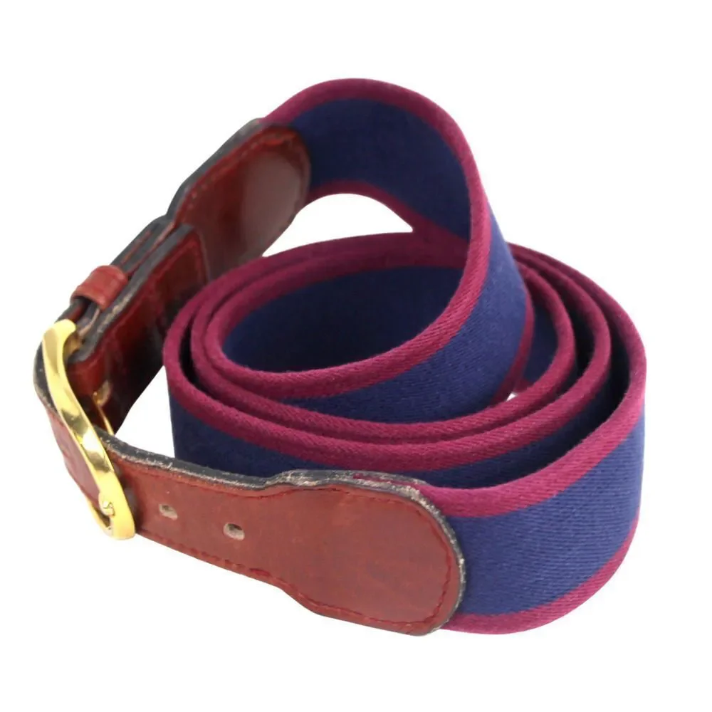 BROWN REAL LEATHER BLUE RED CANVAS 1 1/4